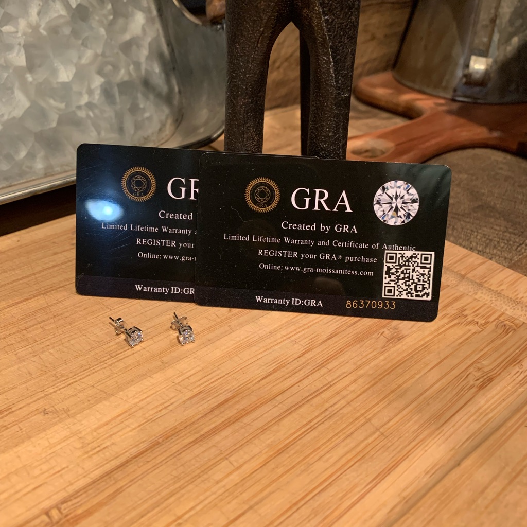 1 Ctw Moissanite Stud Earrings With Gra - Nib